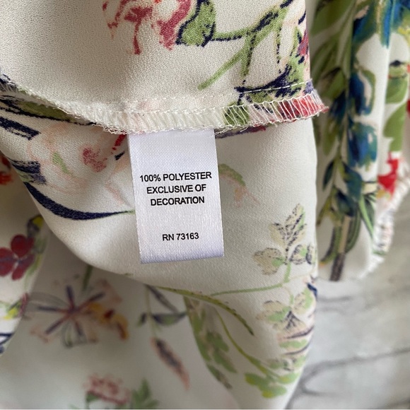 Spense Woman V Neck 3/4 Sleeve Floral Cream red yellow Top Plus Size 2X - Picture 5 of 7